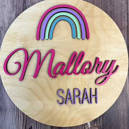 NAME ROUND SIGN- "RAINBOW 4 STRIPES" DESIGN