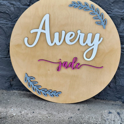 NAME ROUND SIGN- "LAURELS" DESIGN