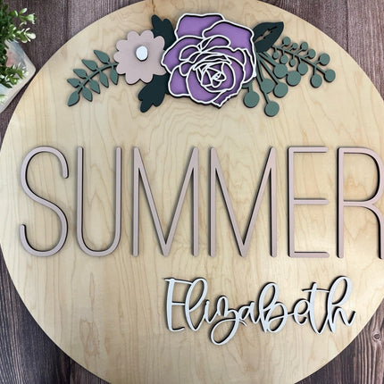 NAME ROUND SIGN- "FLORALS 2" DESIGN