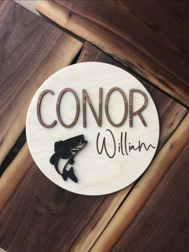 NAME ROUND SIGN- "FISH" DESIGN