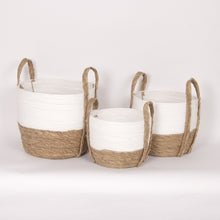 Load image into Gallery viewer, WHITE &amp; NATURAL LINED BASKET / B286
