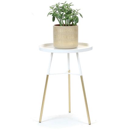 WHITE PLANT STAND / SIDE TABLE / B9458 *